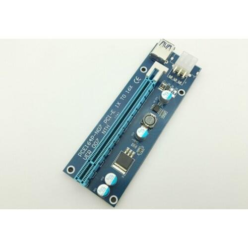 Riser VER007 PCI-E PCI Express 1x to 16x Riser Card USB 3.0 Data Cable SATA to 6Pin IDE Molex Power for BTC Bitcoin Miner Mining