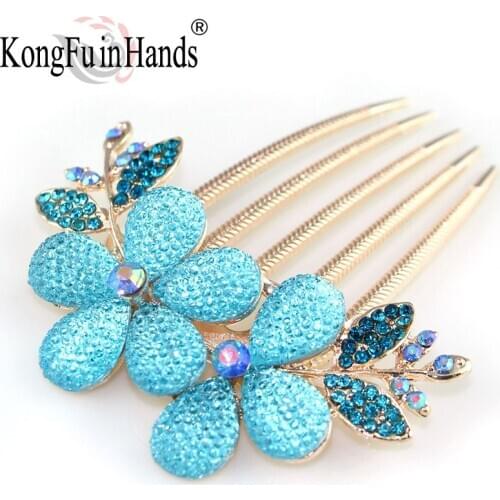 Palace Luxury Sun Flower Hair Combs Moden fashion Crystal jewelry Hair pin Accessory Spring gift Dress In Party wedding tiara