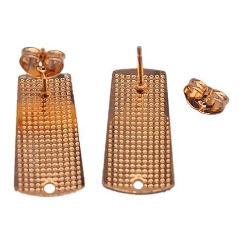 10pcs/lot Stainless Steel Exaggerated Rectangle Geometry Long Surface Gold Stud Earrings Jewelry Making Findings Women Diy Gifts