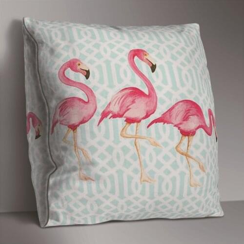 Nordic Jungle Double-sided Polyester Flamingo Pattern Throw Pillowcase Tropical Leaf Print Pink Home Furnishing Cushion Cover