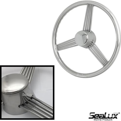 Sealux 13.5 inch Spike Design Sport Wheel With Hand Grip Stainless Steel 304 for Yacht Boat