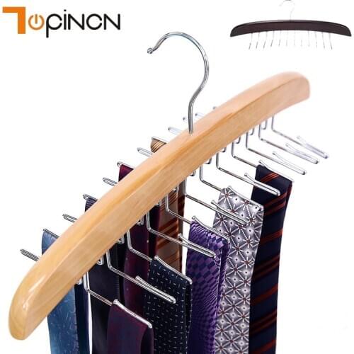 24 Hooks Storage Rack Tie Belt Organizer Rotating Ties Hanger Holder Closet Organization Wardrobe Finishing Rack Space Saver