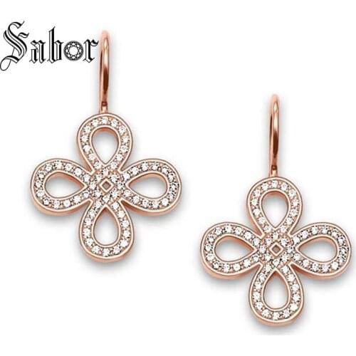 Rose Gold Color Bowknot Swan Neck Drop Earrings 2020 New Jewelry Romantic silver color Bow Knot Gift For Women thomas