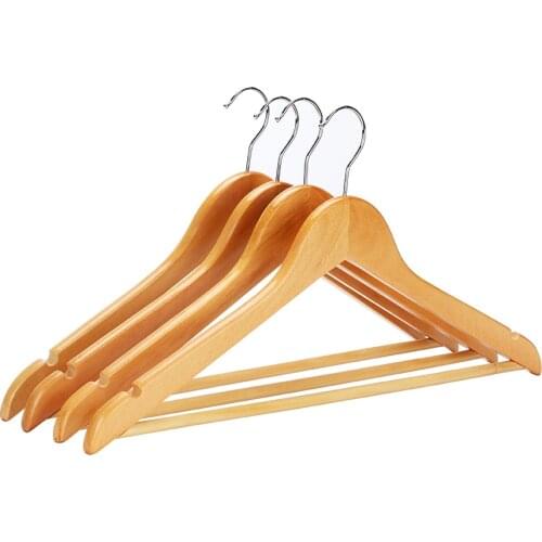 20 pcs solid wood hanger for clothes with trousers bar