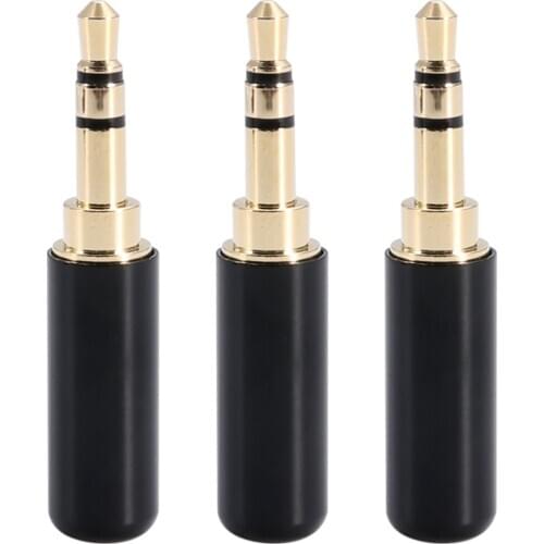 3pcs 3.5mm 3 Pole Male Jack Plug Stereo Audio Headphone Soldering Connector Durable Solders DIY Repairing Headphone Accessories