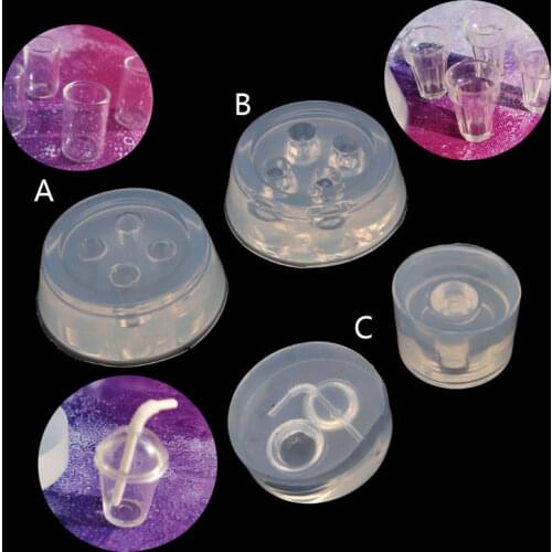 Handmade 3D Mini Glass Bottle Resin Mold Drink Bottle Straw Milk Cup Resin Casting Mold Epoxy Resin Jewelry Tools