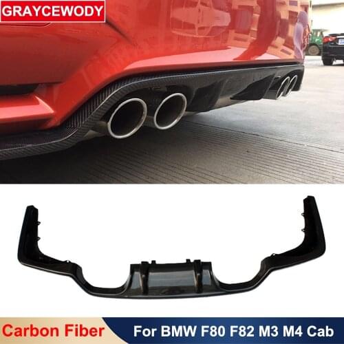 3D Style Real Carbon Fiber Rear Bumper Lip Car Rear Diffuser Car Body Modification Part For BMW F80 F82 F83 M3 M4 Cab
