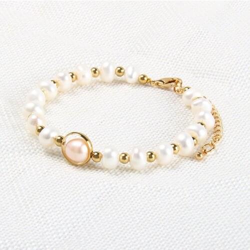 Ailatu Fashion Wedding Charm Bracelet Natural Freshwater Pearl Charm Jewelry for Women Party Mother Days Anniversary Gift