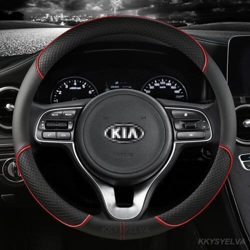 Leather Car Steering Wheel Cover for Kia Rio 2 3 4 X Line Kombi Sedan Auto Accessories Interior