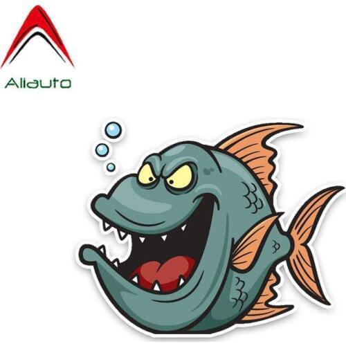Aliauto Funny Car Sticker Ferocious Ugly Fish Fashion Cartoon PVC Decals Cover Scratches for Mazda Golf 4 Mini Cooper ,12cm*10cm