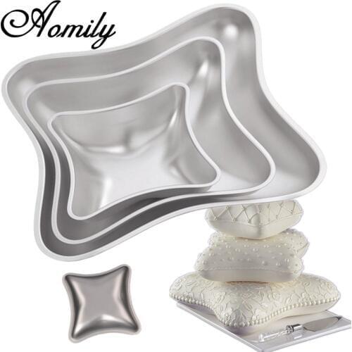 Amoliy Cake Mold 3pcs Pillow Shape Cake Aluminum Mold DIY Fondant Cake Decorating Molds Wedding Cake Decorating Tool Baking Tool