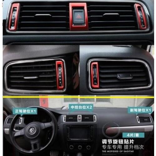 Car stickers stainless steel trim the front air-conditioning outlet decoration Cover Trim for Volkswagen Jetta MK6 2015-2018
