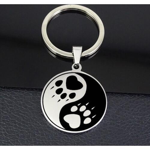 Tai Ji Cat Footprints Keyring Top Selling Disc Keychain Jewelry Factory Price for Men and Women YP6694