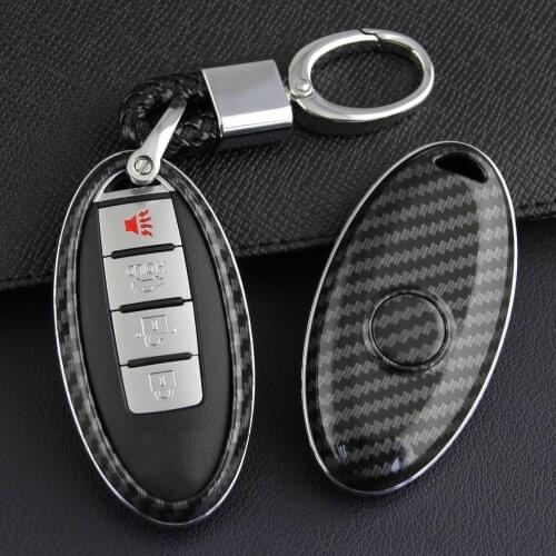 ABS Carbon Fibre Car Key Case Remote Shell Cover Fit For Nissan Rogue/370Z/Altima Infiniti Q/QX 30/50/70 Protector Auto Keychain