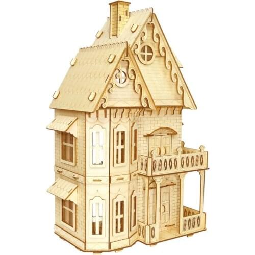 XE-G011 Wooden Toys 3D Gothic House Jigsaw Puzzle With Box Assembly Kits Hobby Toys Educational Gifts For Kids Adults DIY