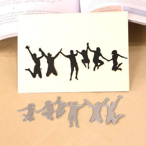 DUOFEN METAL CUTTING DIES 130298 1pc Jumping friends embossing stencil DIY Scrapbook Paper Album 2018 new