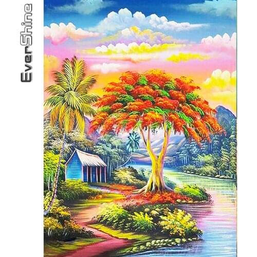 Evershine Diamond Painting Sunset Full Square Round Drill Diamond Embroidery Tree Cross Stitch Kits Landscape Sale Home Decor