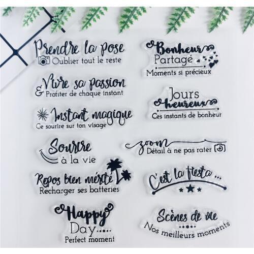 French Words Transparent Clear Stamps Seal For DIY Scrapbooking/Sentiment Rubber Stamp Bullet Journal Photo Album Card Making