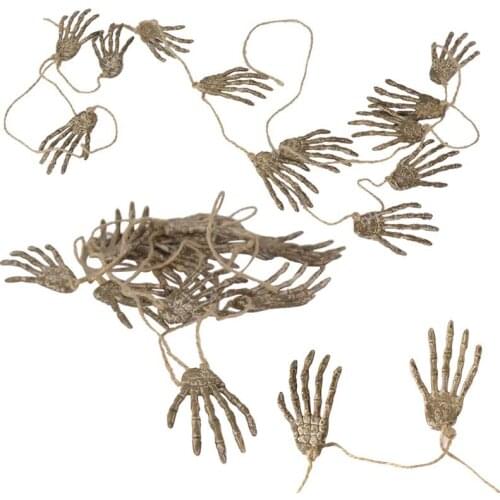 2m String With 12Pcs Skeleton Hand Hanging Ornament Garland Halloween Bunting Banner DIY Home Party Haunted House Decor Supplies