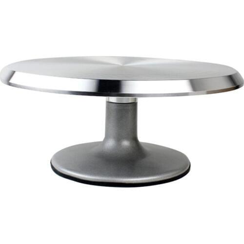 Baking Tool Alloy Mounted Cream Cake Turntable Rotating Table Stand Base Turn Around Decorating Silver Metal