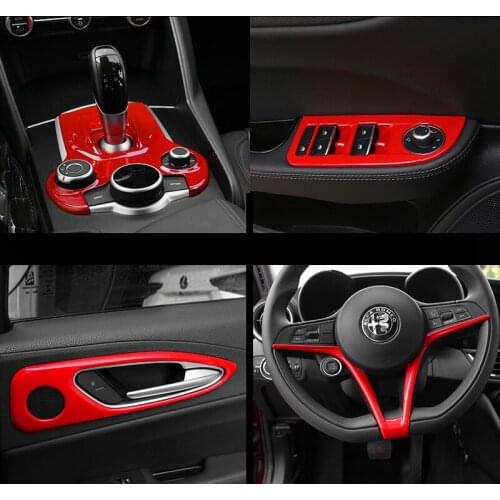 Red Center Console Dashboard Air Outlet Gear Handle Knob Full Set Red Interior Modifications for Alfa Romeo Giulia Stelvio