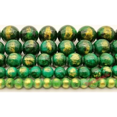 Natural Golden Rainbow Jades Round Loose Stone Beads 4 6 8 10 12mm DIY Gold Green Color Stone Beads For Jewelry Making 15