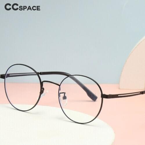 49566 Round Retro Metal Glasses Frame Anti-Blue Light for Men and Women Optical Fashion Computer Eyeglasses Flat Mirror