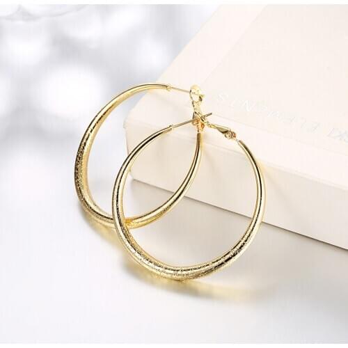 Circle Hoop Earrings Yellow Gold Filled Vintage Style Classic Womens Earrings Gift