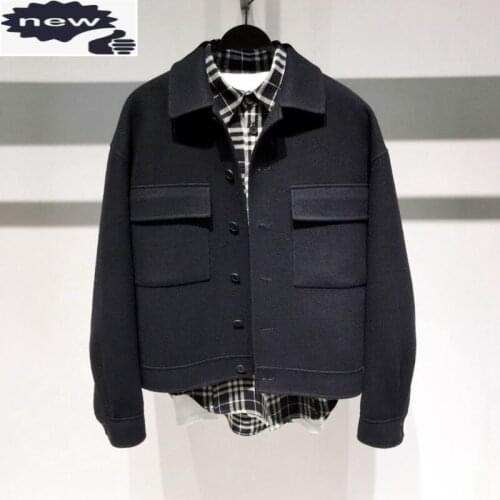 Fashion Winter Mens Wool Coat Autumn Lapel Long Sleeve Business Casual Cargo Jacket Vintage Single Breasted Short Jackets Men