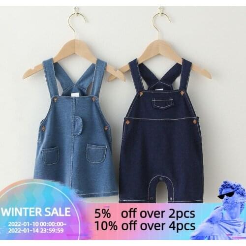 Summer Baby Denim Dress For 0-2Y Soft Cotton Newborn Baby Girl Dress Romper Baby Girl Clothes Overalls