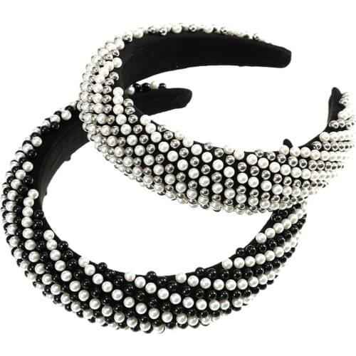 Molans New Imitation Pearl Hair Hoop Vintage Hair Bands For Women Luxury Simple Tiaras Performance Party Decoration Headwear