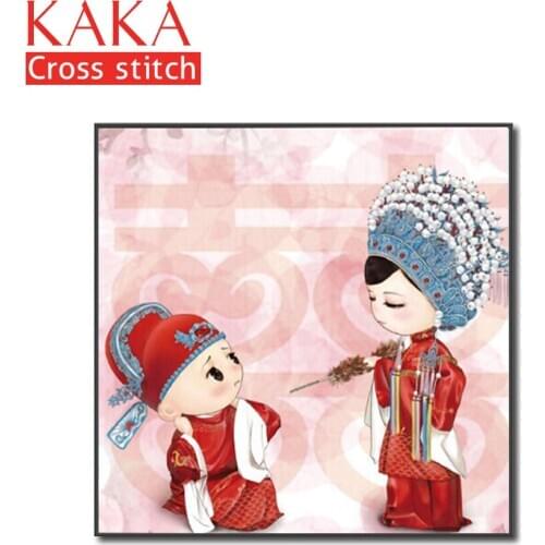 Cross stitch kits,Embroidery needlework sets,DMC 11CT canvas with printed pattern for Home Decor Painting,portrait Full CKP0004