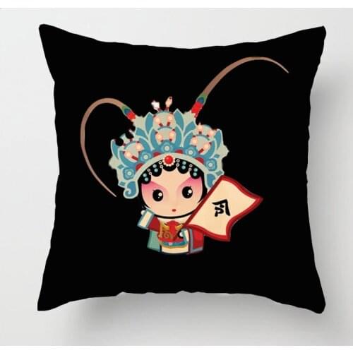 Opera Pillowcase Peking Opera Mask Pillow Cushion Cover Pillow Covers Decorative Home Decor Square Pillowcase Livingroom