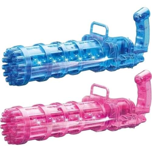 New Gatling Bubble Machine 22-Hole Automatic Bubble Guns Plus Light Childrens Outdoor Toy Electric Bubble Blower Children Gift