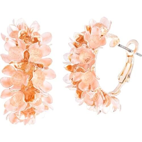 New Fashion Paint Flower Hoop Earring For Women Vintage Boho Circle Round Small Statement Huggie Jewelry 2021 Brincos Gifts