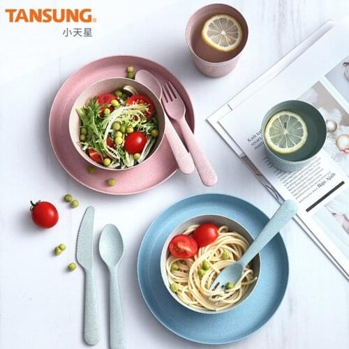 Pure Color Simple Tableware Set Cups Dishes Cutlery Spoon Set Anti-drop Dishes Plates Support Wholesale Dinnerware Sets