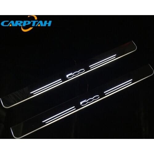 2pcs Moving LED Car Light Door Sill Scuff Plate Pathway Dynamic Streamer Welcome Lamp For Fiat 500 2010 - 2018