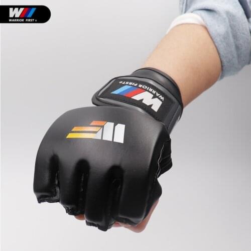 Half Finger Boxing Gloves PU Leather MMA Fighting Kick Boxing Gloves Karate Muay Thai Training Workout Gloves