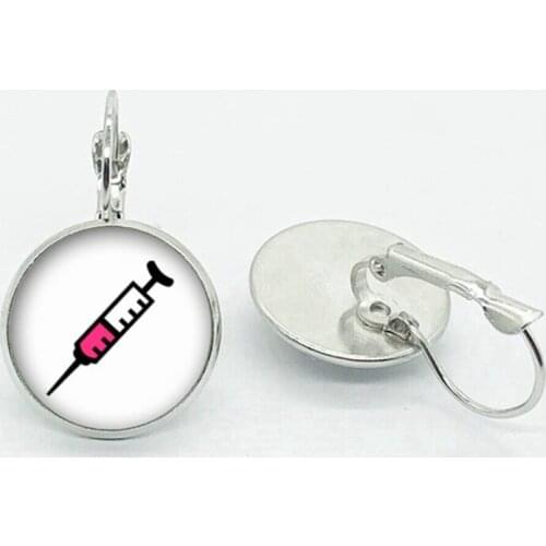 Doctor Stethoscope Syringe Earrings High Quality Handmade Dome Glass Earrings Nurse Doctors Accessories Gift