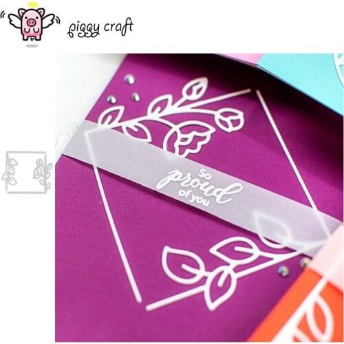 Piggy Craft metal cutting dies cut die mold Flower leaf edge square Scrapbook paper craft knife mould blade punch stencils dies