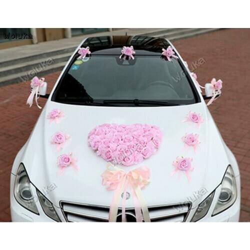 Car decoration wedding car head flower set knot wedding car decoration simulation heart-shaped disk wedding supplies CD50 Q03