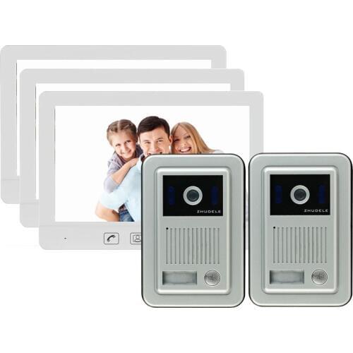 ZHUDELE Wired 10.1" Video Door Phone Doorbell Intercom System Two-way Audio Unlock IR Night Vision 700TVL Camera Rainproof 2V3