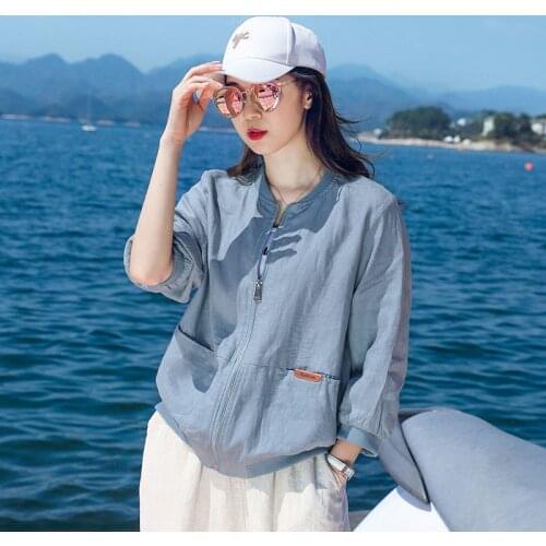 2021 summer new 100% cotton linen thin womens jacket short linen loose breathable jacket woman