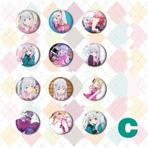 ZXFJXR 58MM Eromanga Sensei Sagiri Yamada Elf Badge Brooch Icons Broche Backpack Icons Round Bagdes Collection Gift