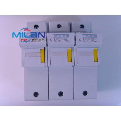 1pcs RT18-125AM 3P DIN Rail Mount Fuse Holder Base,cylinder cap fuse base insurance