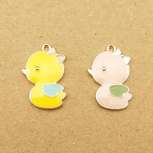 10pcs 13x19mm enamel duck charm for jewelry making cute earring pendant bracelet necklace charms diy design charms