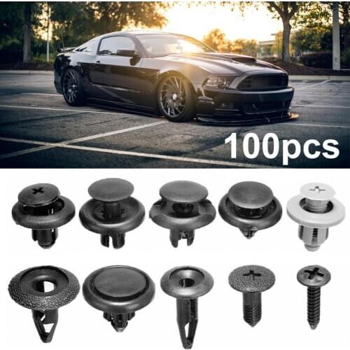 100Pcs Auto Car Trunk Screw Rivets Set Bumper Fender Plastic Fastener Clips