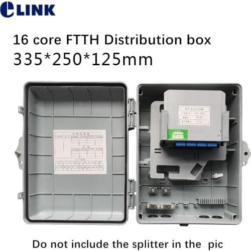 16 core FTTH distribution box wall for PLC splitter mounted outdoor indoor fiber optical terminal box gray abs 335*250*135cm