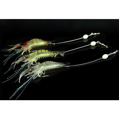 3pcs 9cm Luminous Silicone Bait Simulation Soft Prawn Shrimp Fishing Bream Lure Hook Bait Crawfish