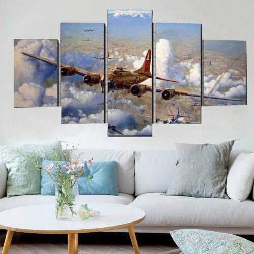 5 Pieces Wall Art Canvas Painting Vintage Aircraft Poster Modern Paintings For Living Room Wall Decorative Frame Pictures